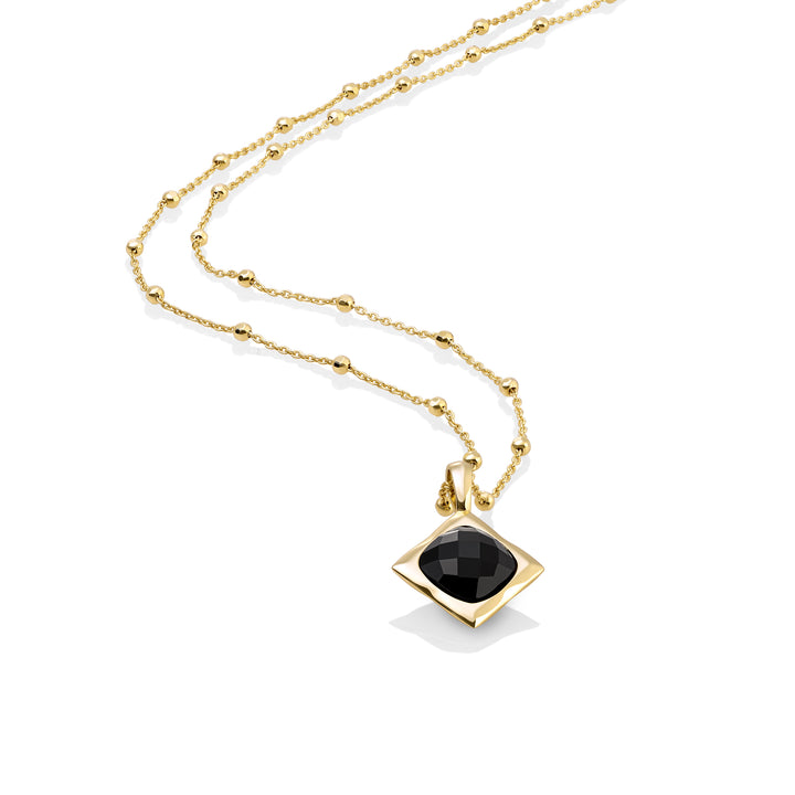 Onyx Cushion Cut Amulet Ketting set | Goudkleurig