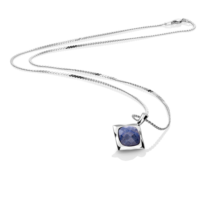 Blue Aventurine Cushion Cut Ensemble de ketting amulet | Argent