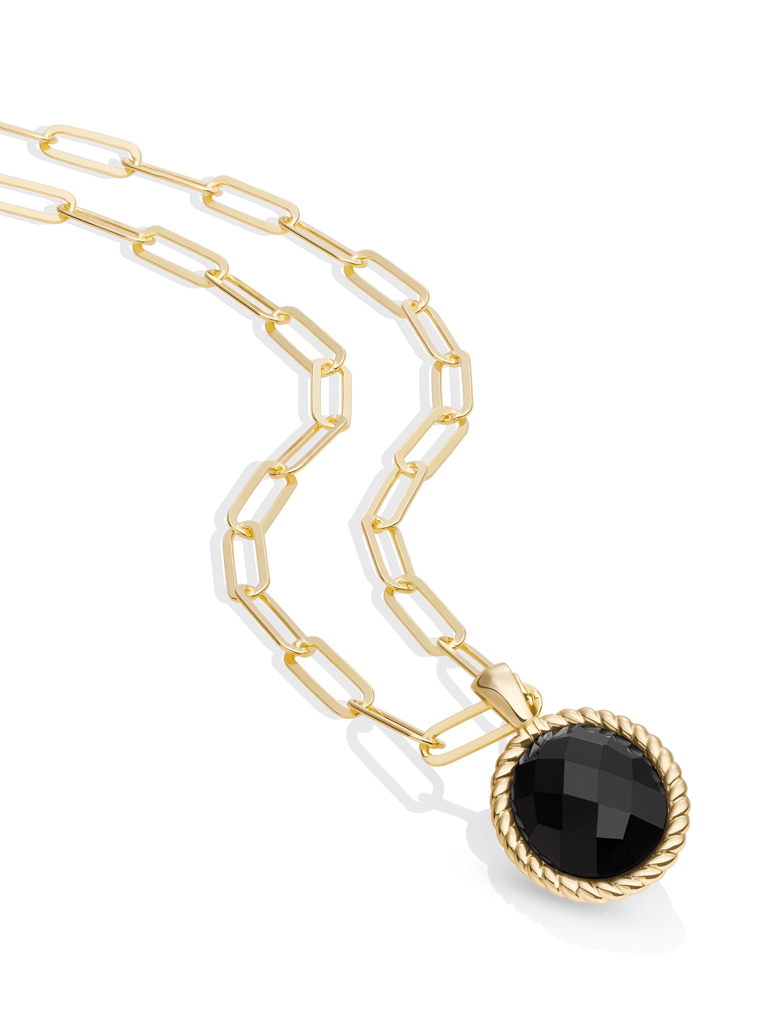 Onyx Twist Long Link Ketting Set Goud Kleurig