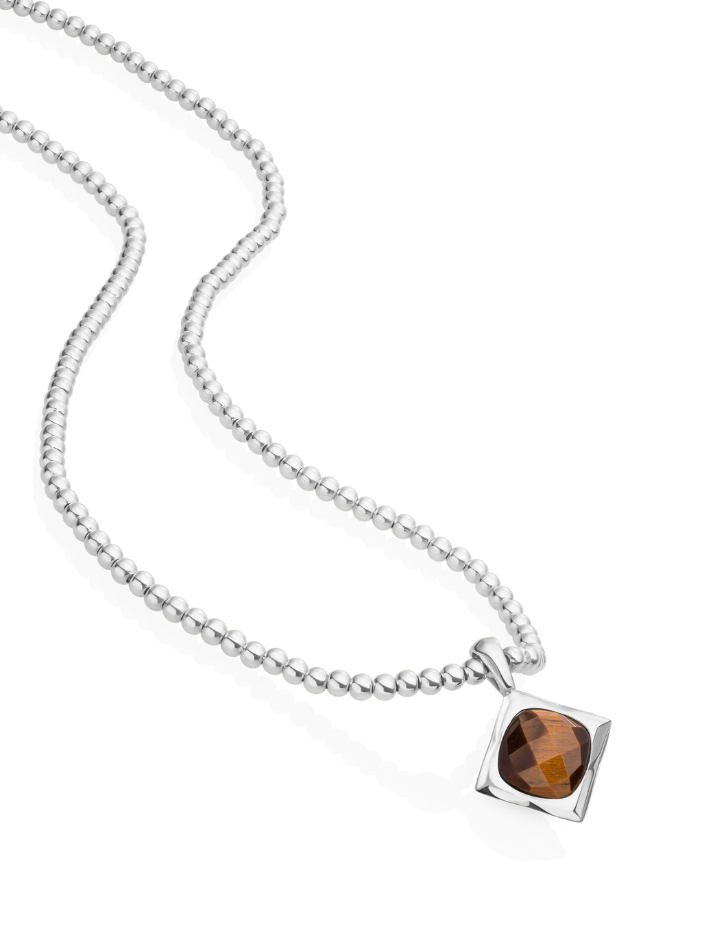 Tiger Eye Cushion Cut Beaded Ketting Set Zilver