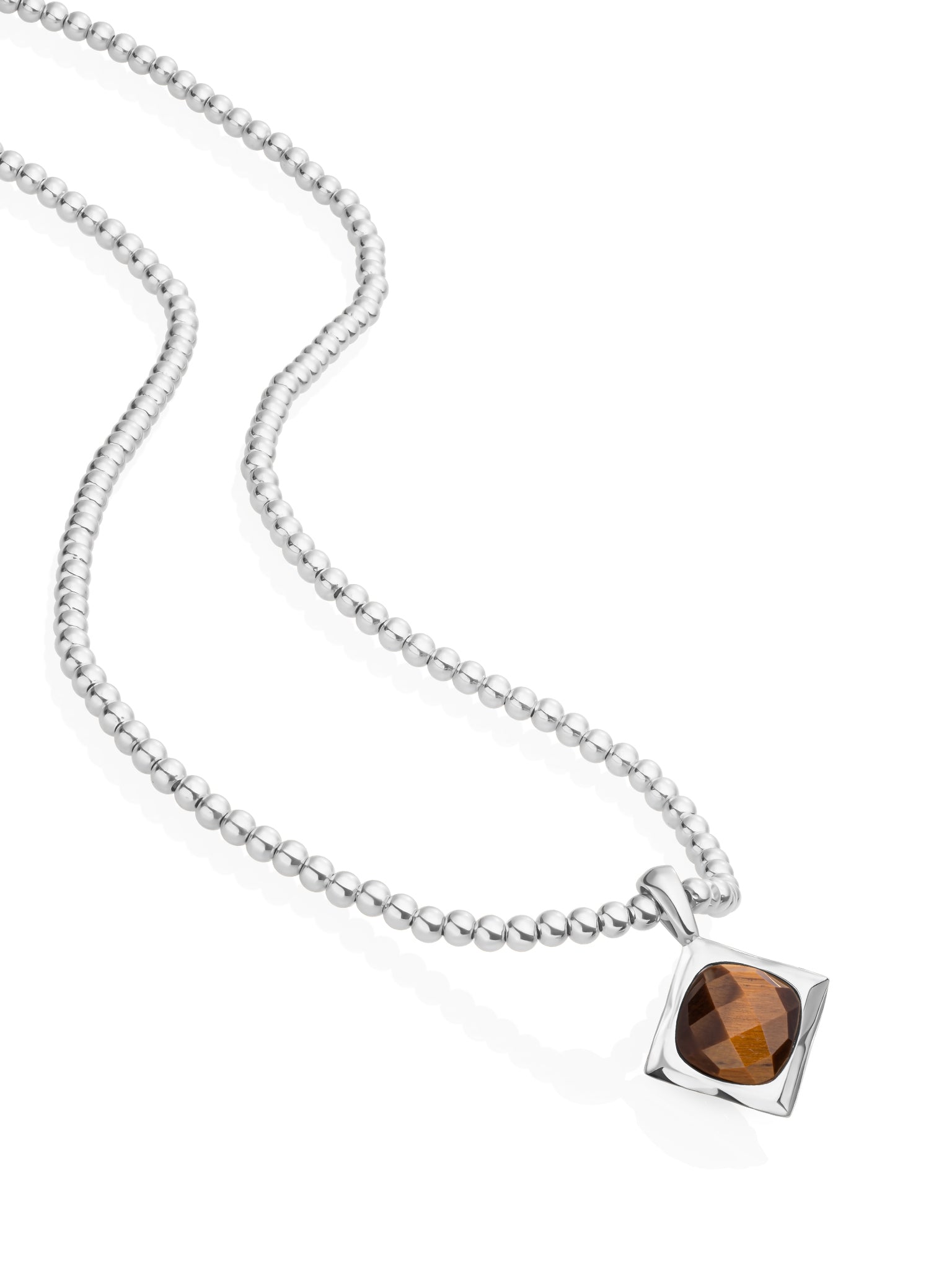 Tiger Eye Cushion Cut Beaded Ketting Set Zilver