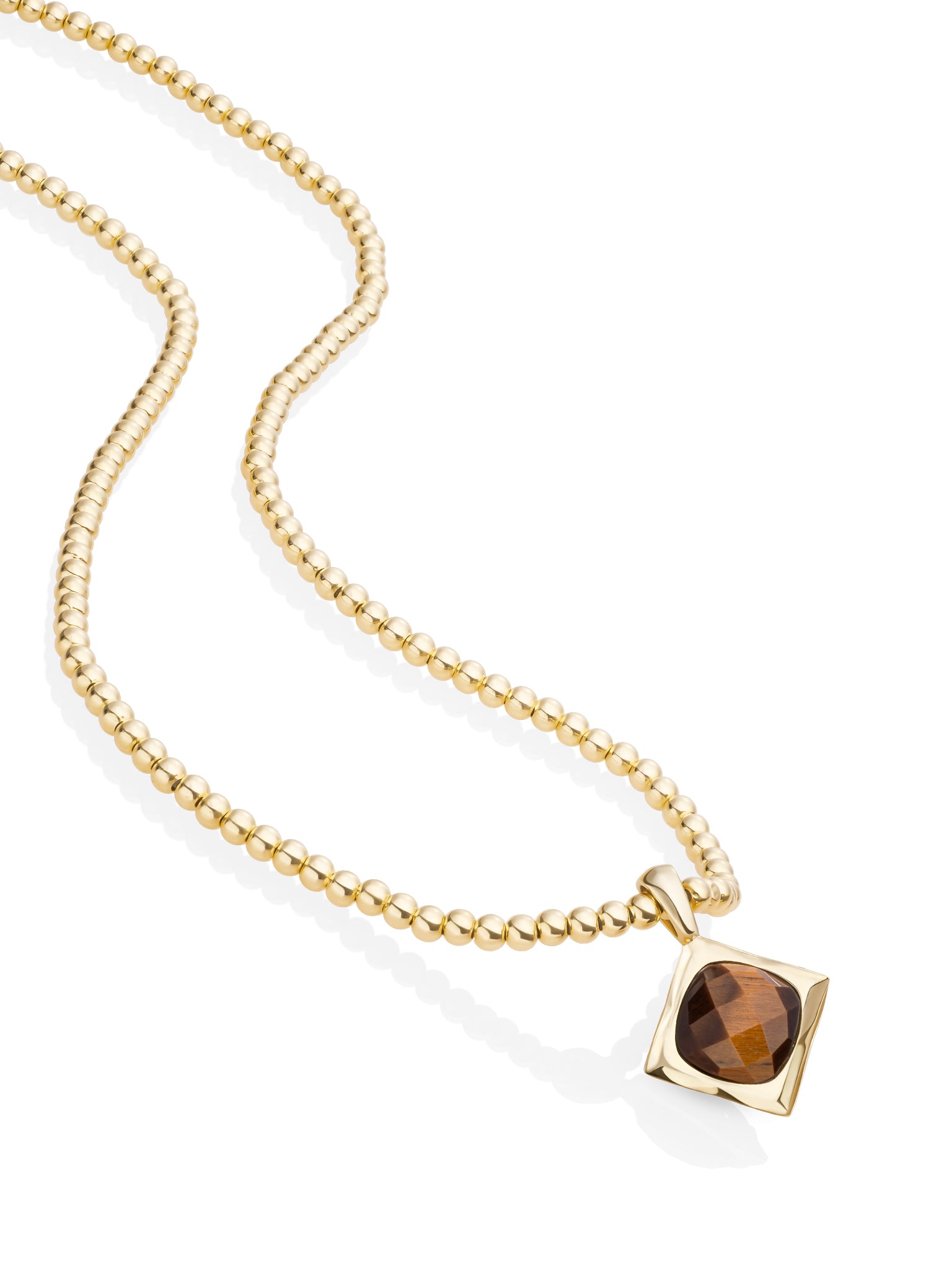 Tiger Eye Cushion Cut Beaded Ketting Set Goud Kleurig