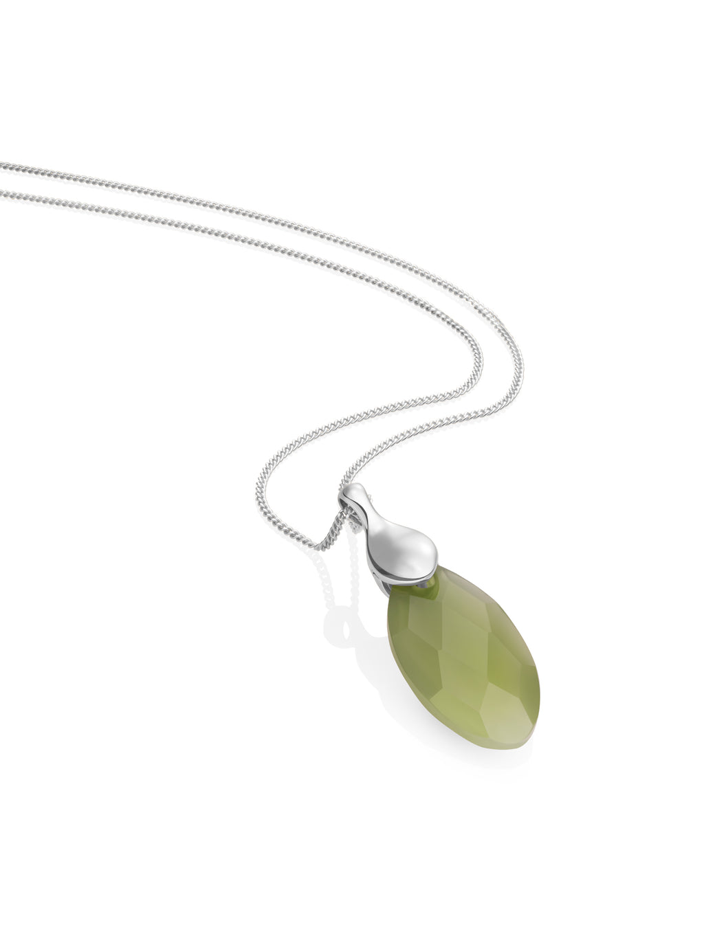 Lime Jade Leaf Curb Ketting Set Zilver