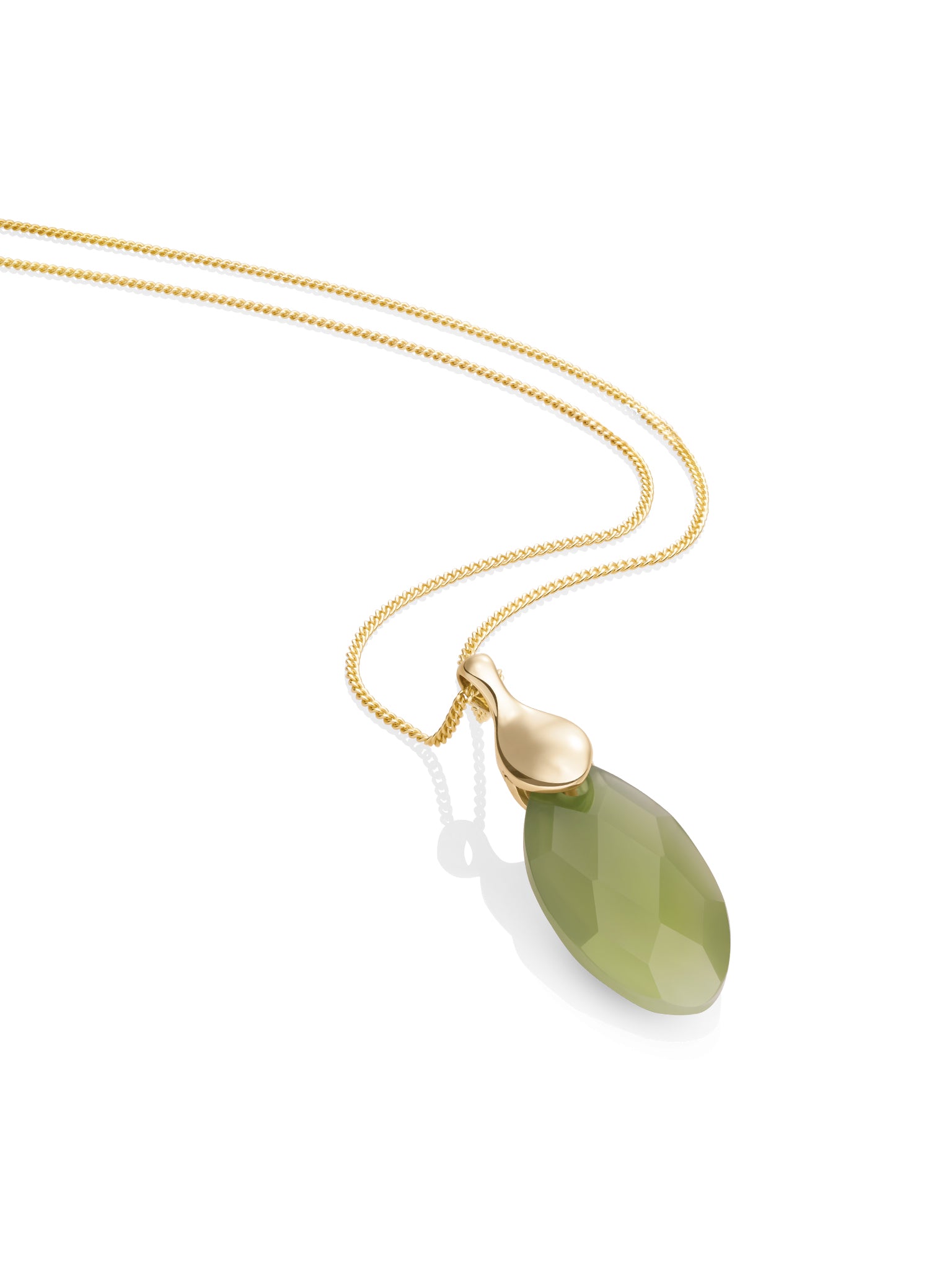 Lime Jade Leaf Curb Ketting Set Goud Kleurig