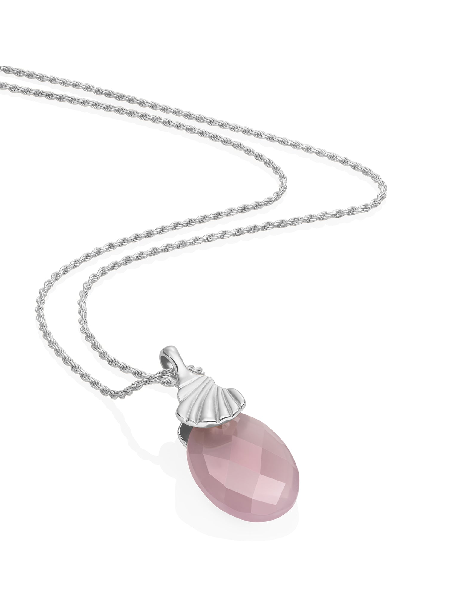 Pink Opalite Dune Rope Ketting Set Zilver