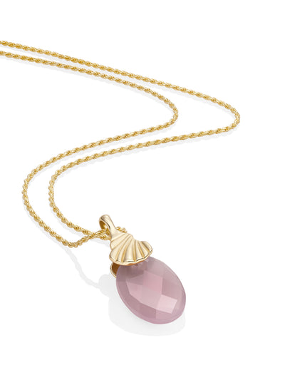 Pink Opalite Dune Rope Ketting Set Goud Kleurig