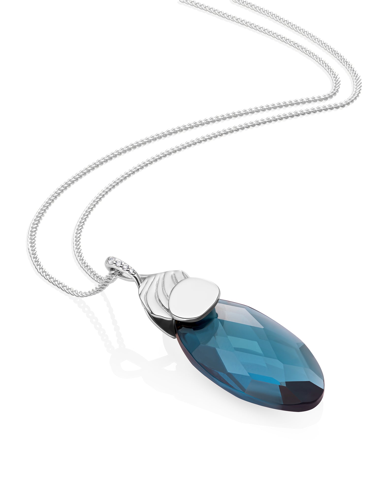 Ocean Topaz Quartz Uneven Curb Ketting Set Zilver