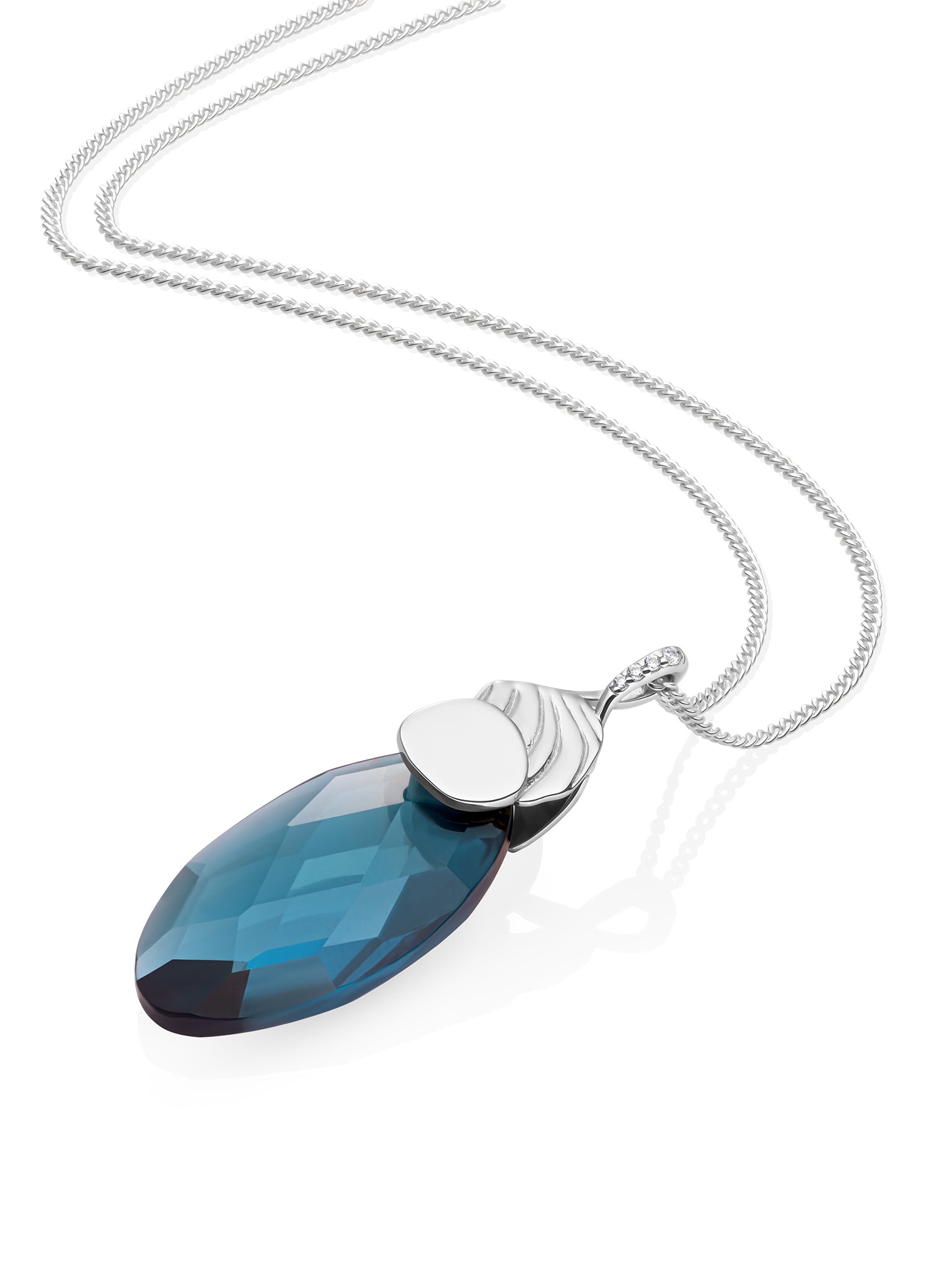 Ocean Topaz Quartz Uneven Curb Ketting Set Zilver