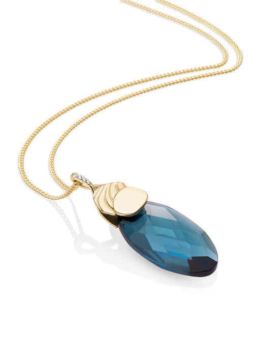Ocean Topaz Quartz Uneven Curb Ketting Set Goud Kleurig
