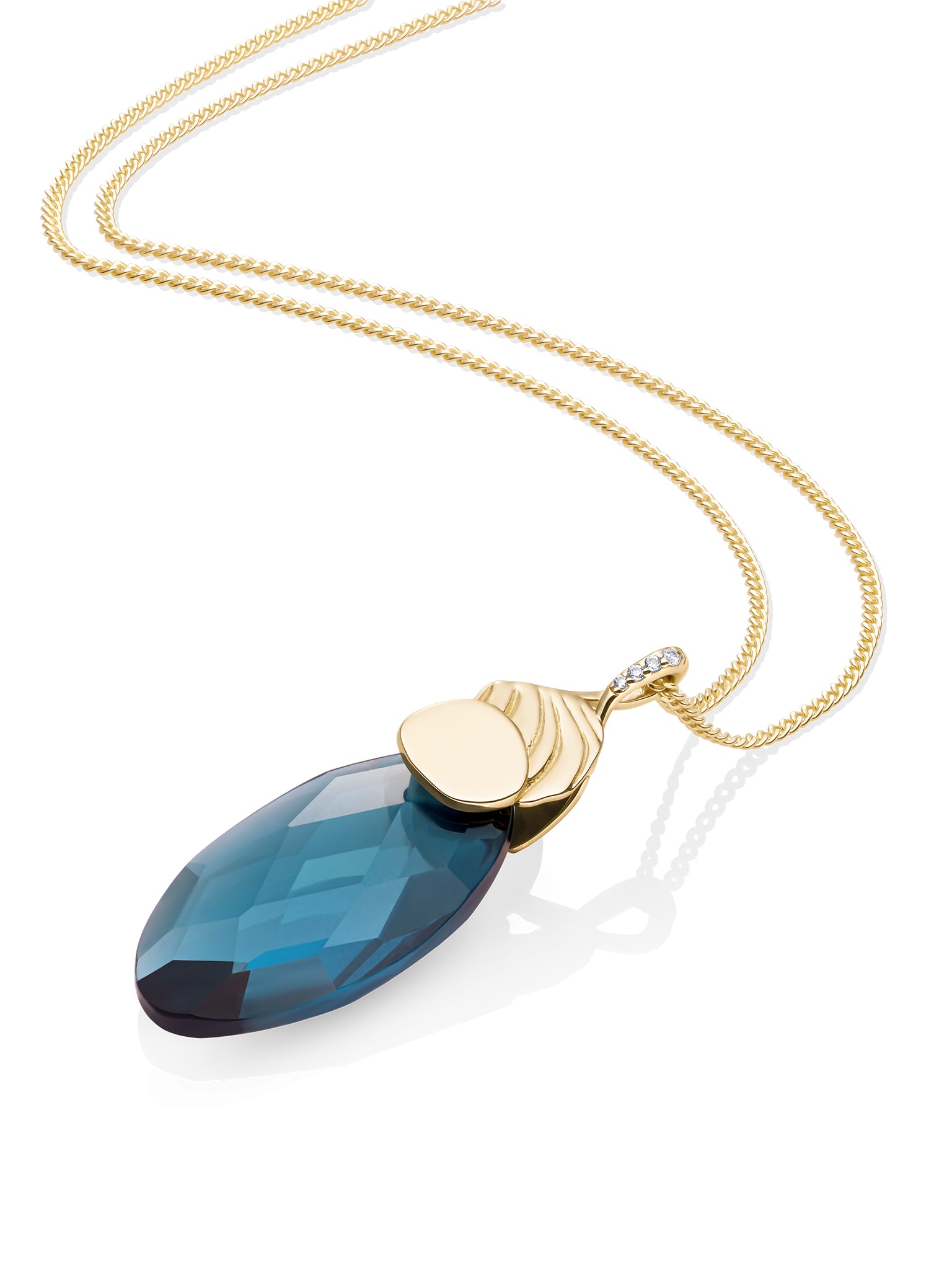 Ocean Topaz Quartz Uneven Curb Ketting Set Goud Kleurig