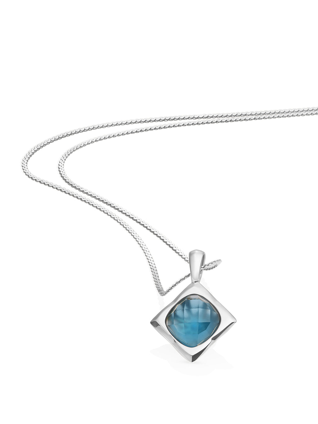 Ocean Topaz Quartz Cushion Cut Serpentine Ketting Set Zilver