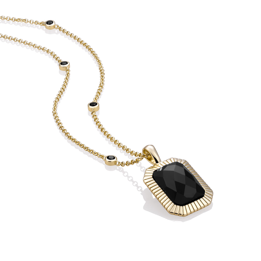 Onyx Baguette necklace Set | Gold Plated