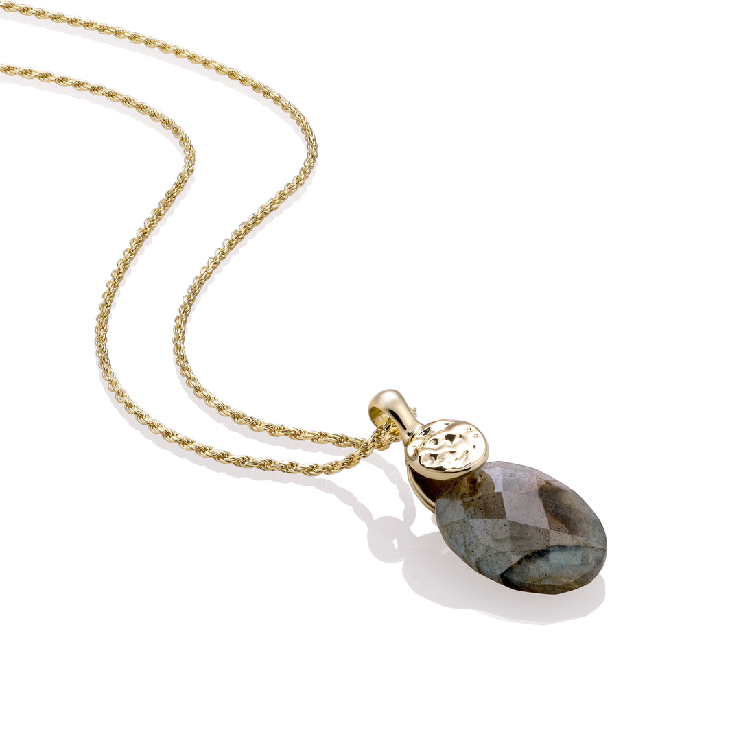 Labradorite Medium Oval Fuse necklace Set | Gold Plated