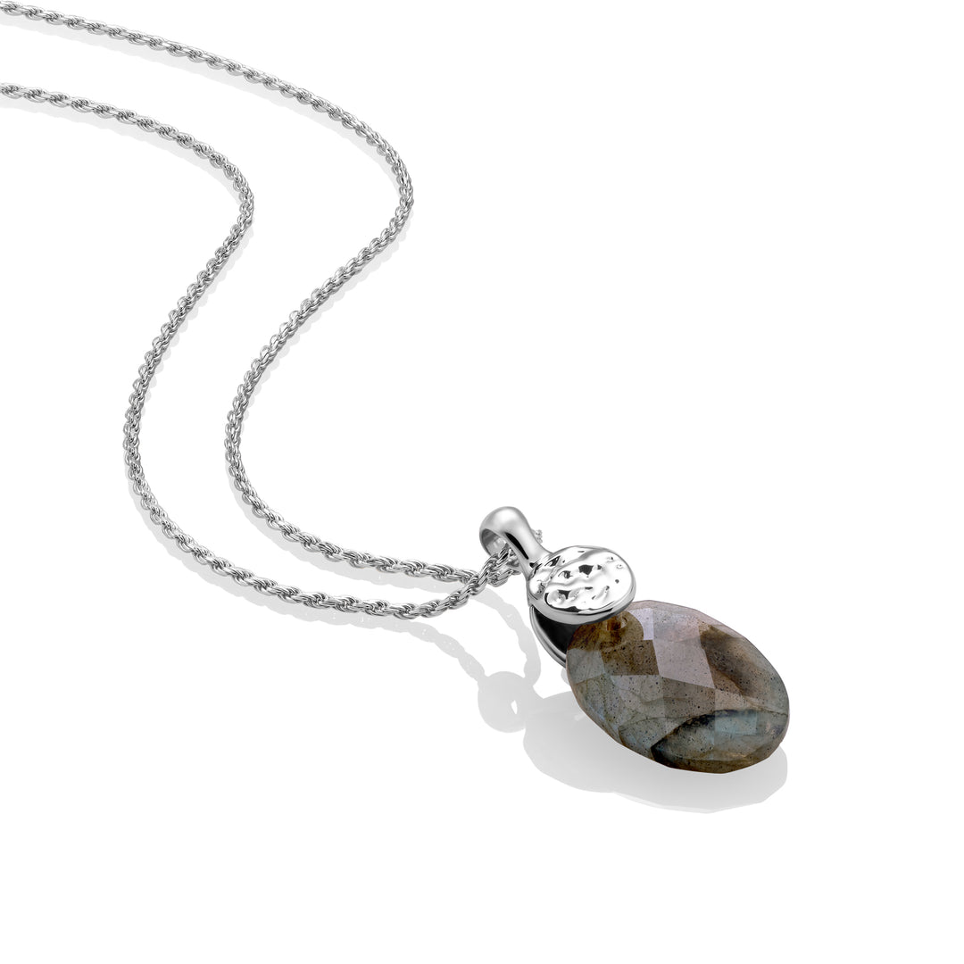 Labradorite Medium Oval Fuse necklace Set | Silver
