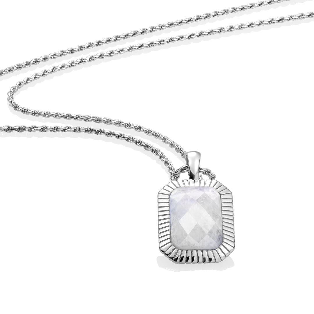 Moonstone Baguette necklace Set | Silver