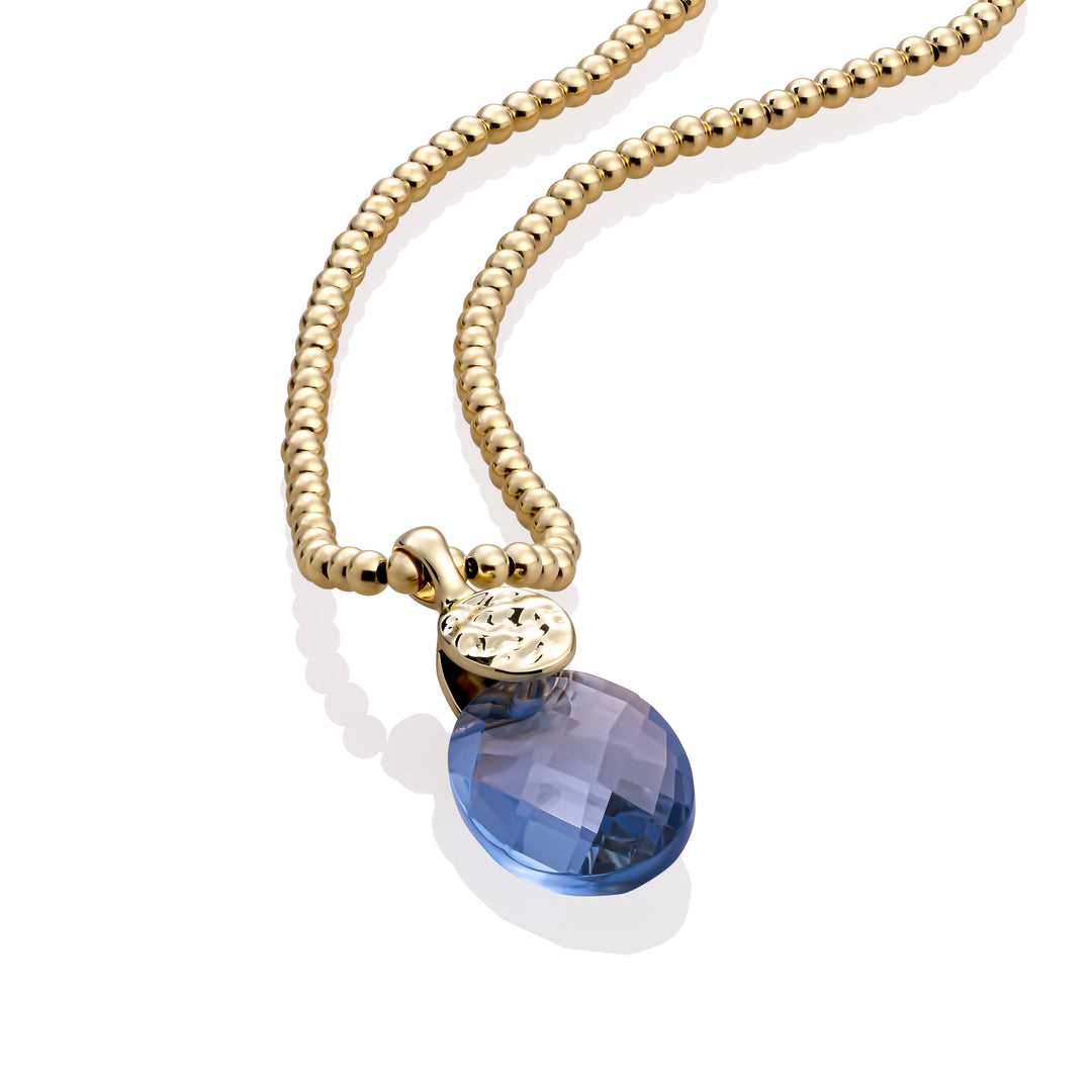Aquamarine Quartz Medium Oval Fuse necklace Set | Gold Plated