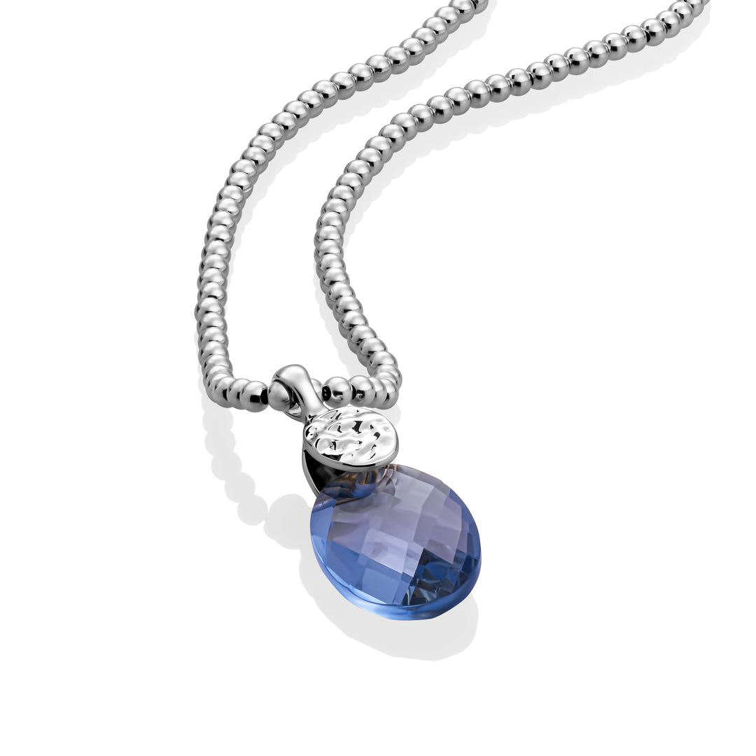Aquamarine Quartz Medium Oval Fuse necklace Set | Silver
