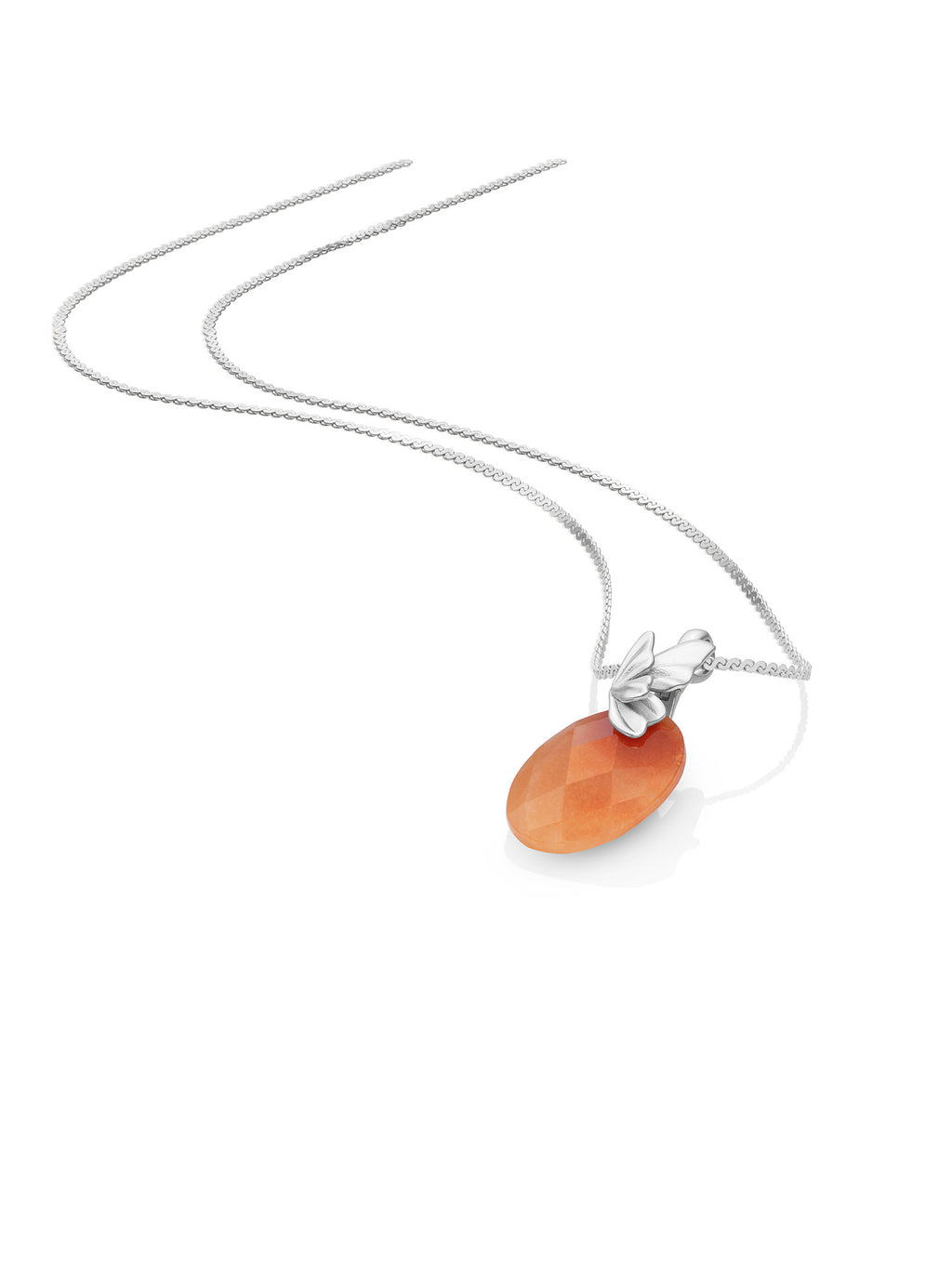 Red Aventurine Medium Oval Butterfly Ketting Set Zilver - Sets