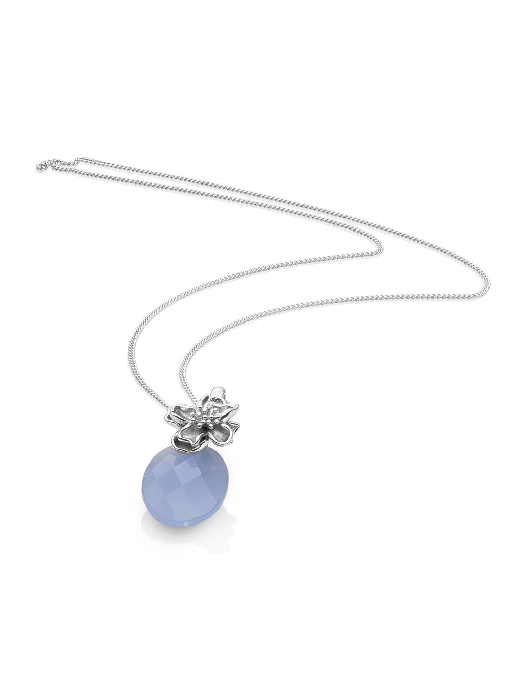 Milky Blue Jade Botanic Curb Ketting Set Zilver - Sets