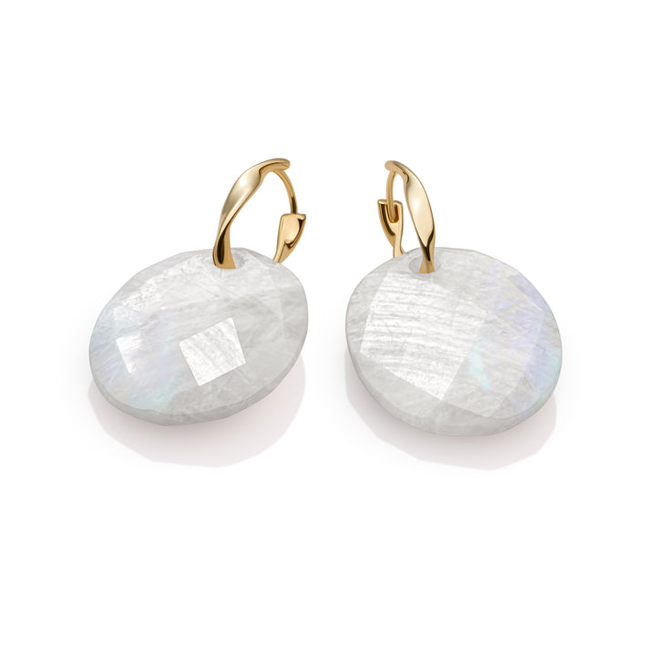 Moonstone Large Oval Fuse Huggies Earrings Set | Gold Plated