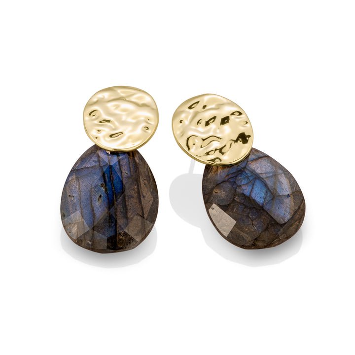 Labradorite Afterglow Fuse push back earrings set | Gold Plated