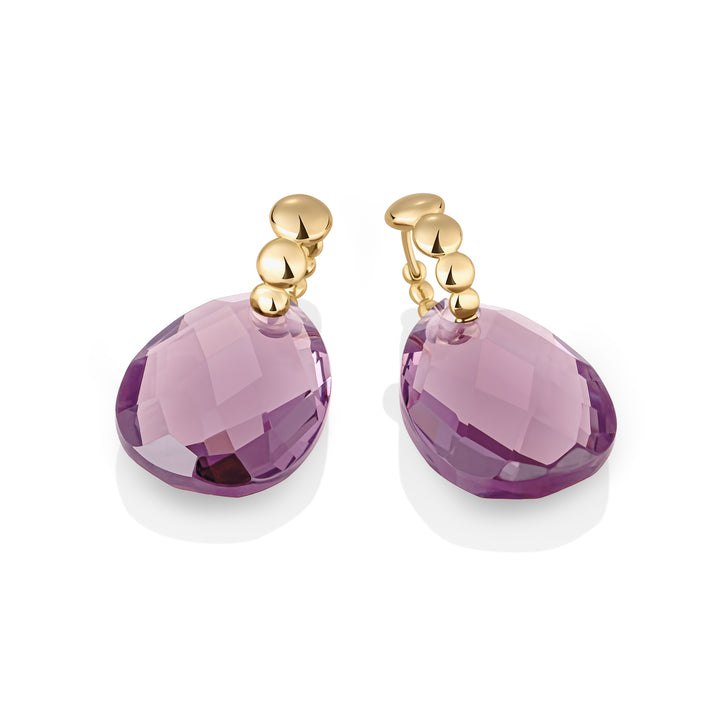 Aubergine Quartz Afterglow Bubble Huggies Earrings Set | Gold Plated