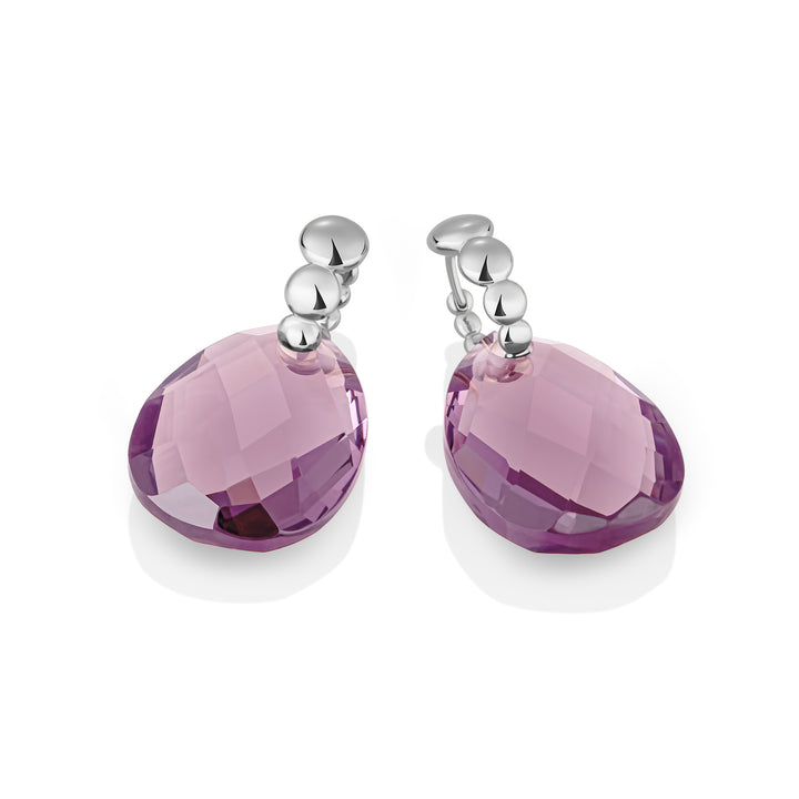 Aubergine Quartz Afterglow Bubble Huggies Earrings Set | Silver