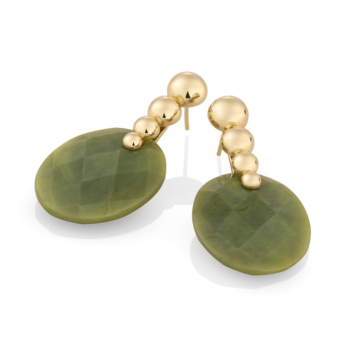 Southern Jade Grand ovale Bubble Poussez les boucles d'oreilles en arrière | Plaqué Or