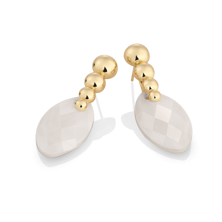 Mother of Pearl Leaf Bubble Push Back Earrings Set | Gold Plated