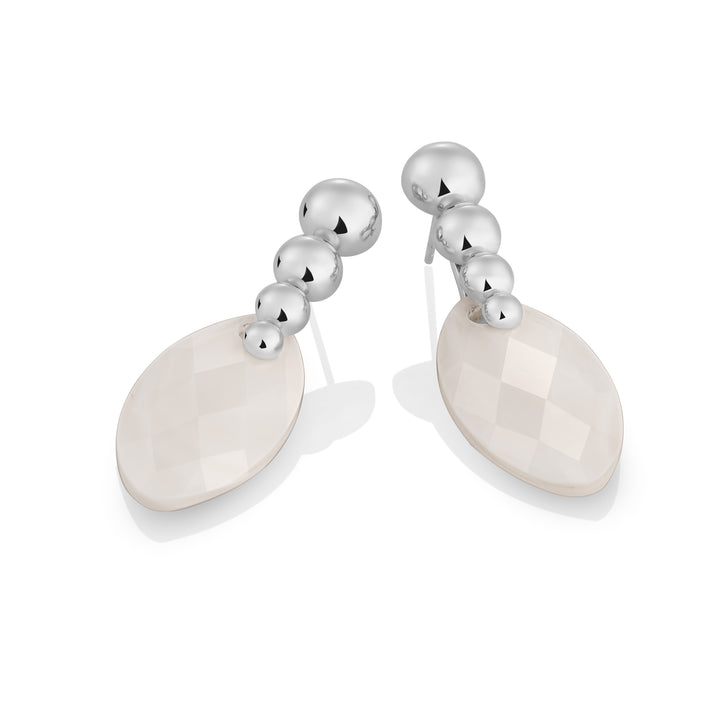 Mother of Pearl Leaf Bubble Push Back Oorbellen set | Zilver