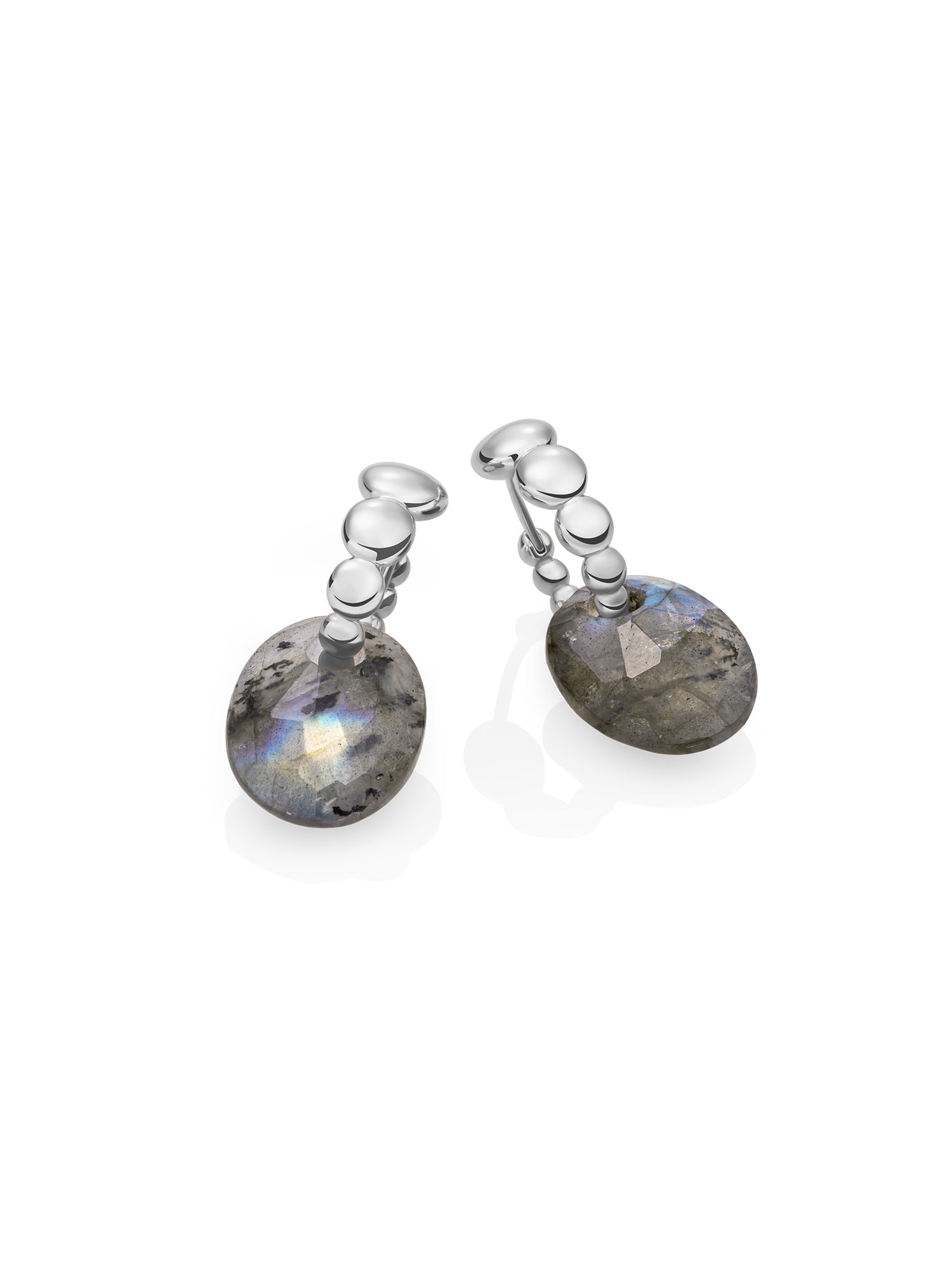Labradorite Small Oval Bubble Huggies Oorbellen set