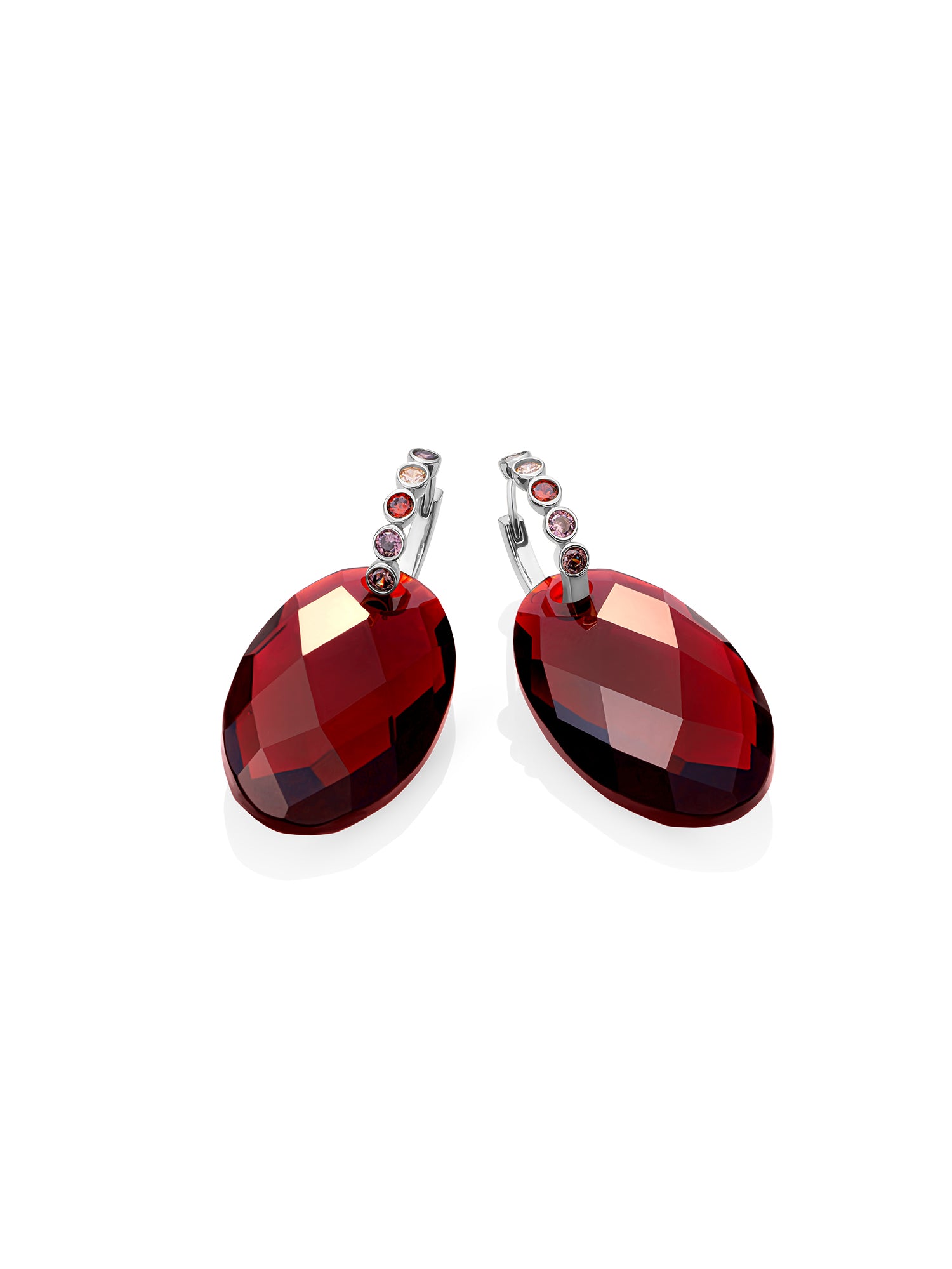 Ruby Large Leaf Tube Huggies Multi CZ Oorbellen set