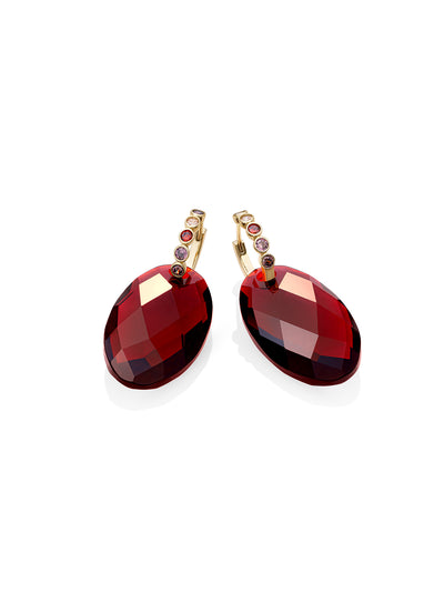 Ruby Large Leaf Tube Huggies Multi CZ Oorbellen set