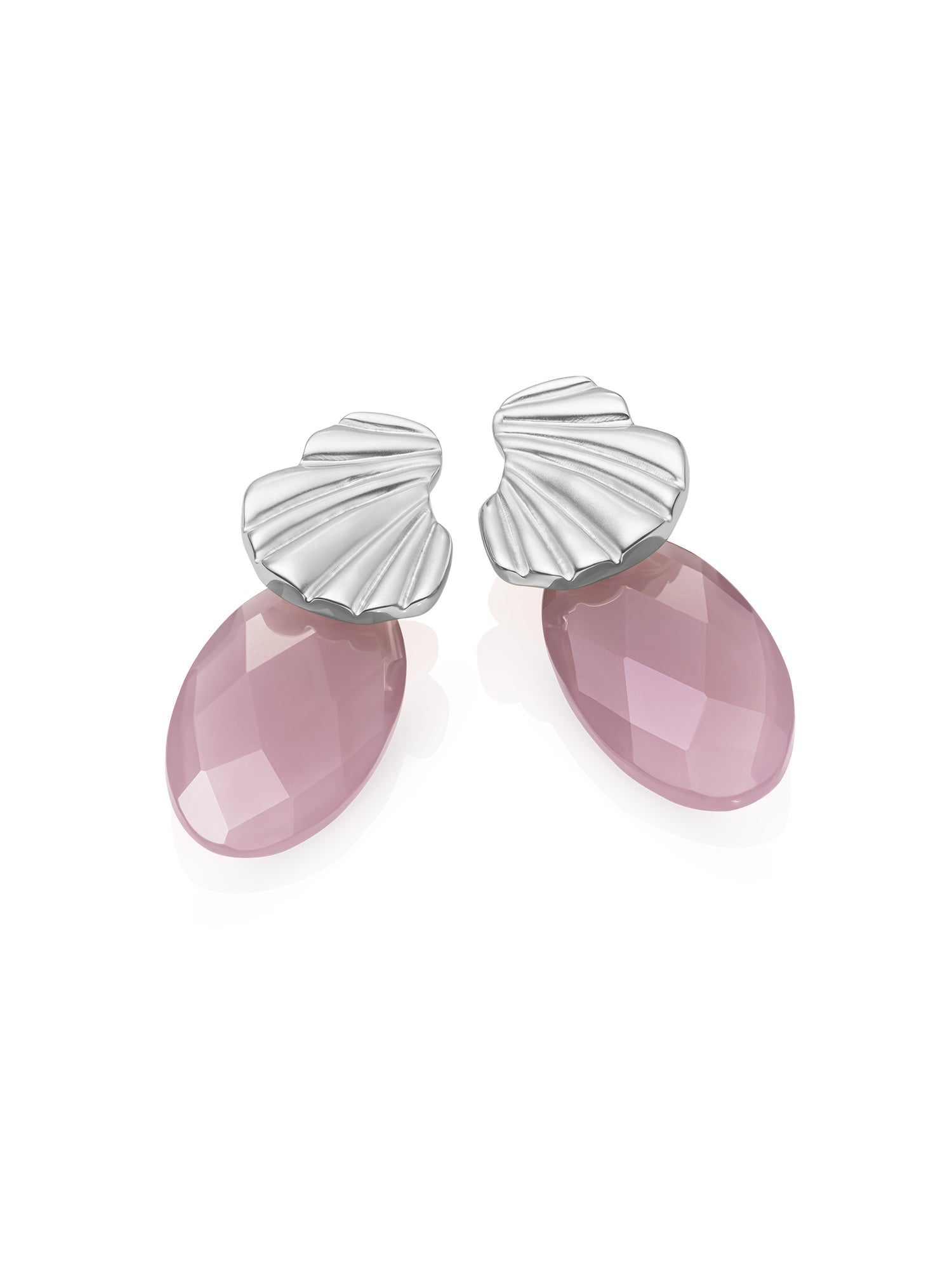 Pink Opalite Large Leaf Dune Push Back Oorbellen set