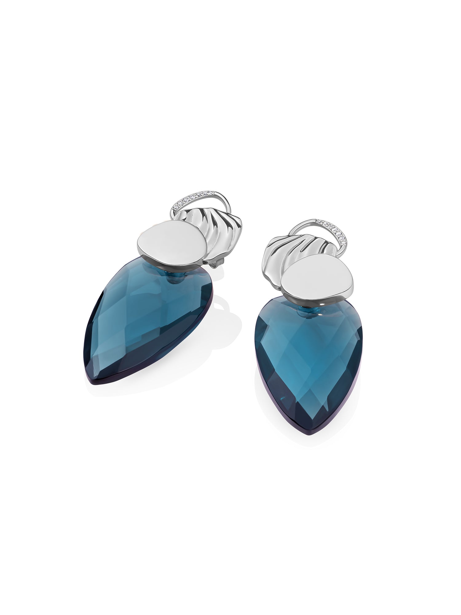 Ocean Topaz Quartz Blossom Uneven Push Back Oorbellen set