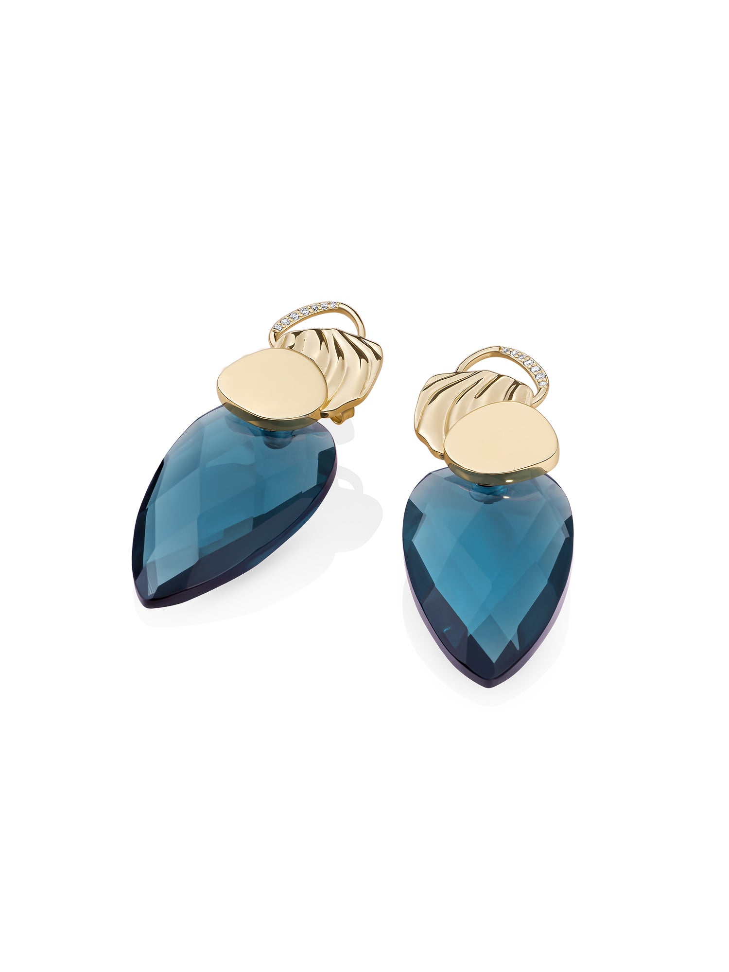 Ocean Topaz Quartz Blossom Uneven Push Back Oorbellen set