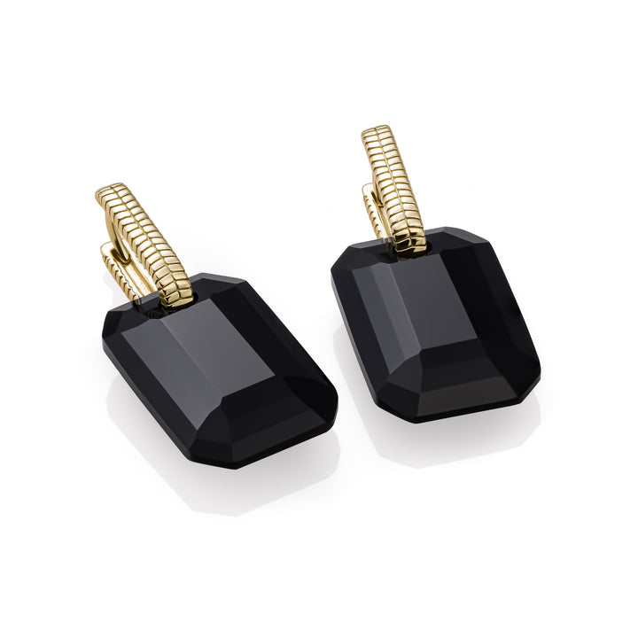Onyx Baguette Square earrings set | Gold Plated