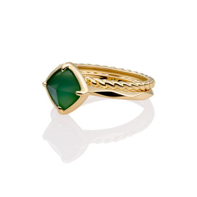 Green Onyx Edge Rings Set, 9 carat