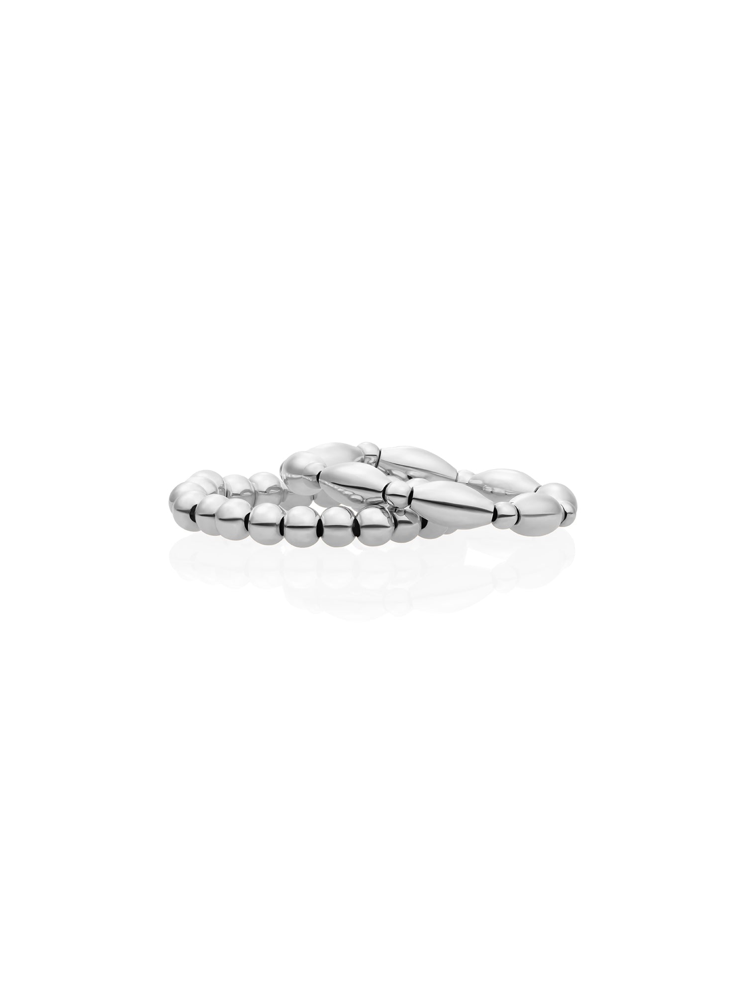 Rice Beaded Ringen Stack Zilver