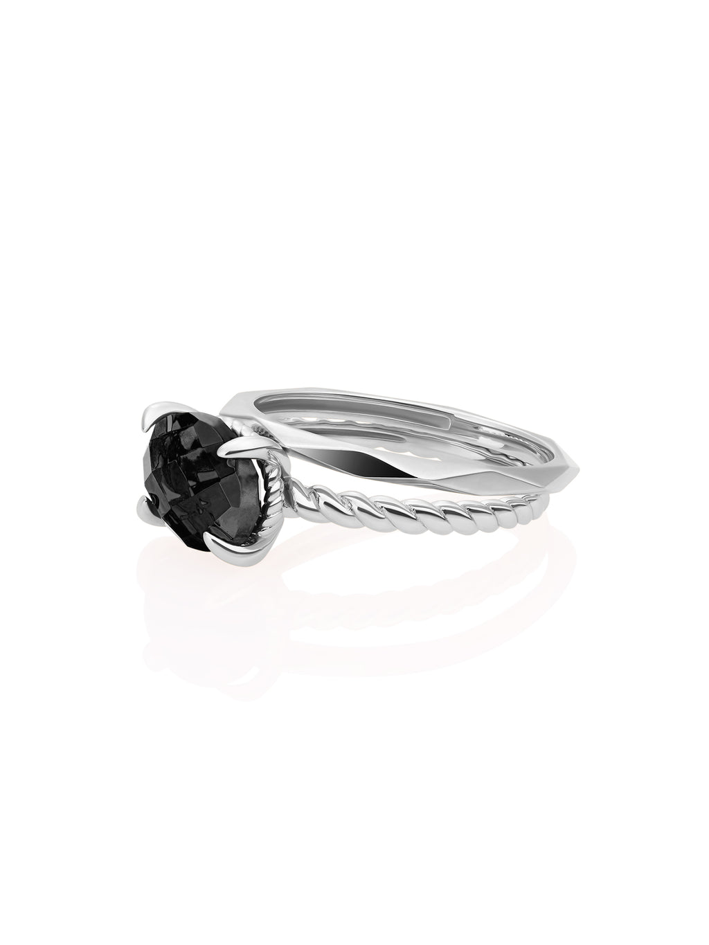 Onyx Twist Ringen Stack Zilver