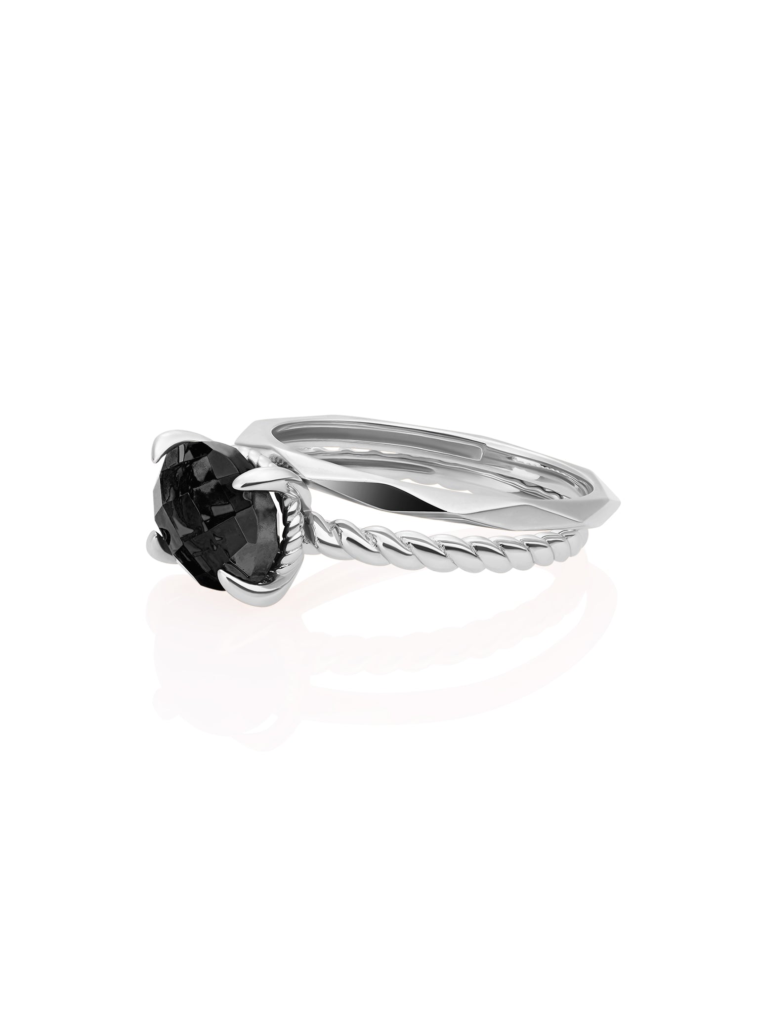 Onyx Twist Ringen Stack Zilver