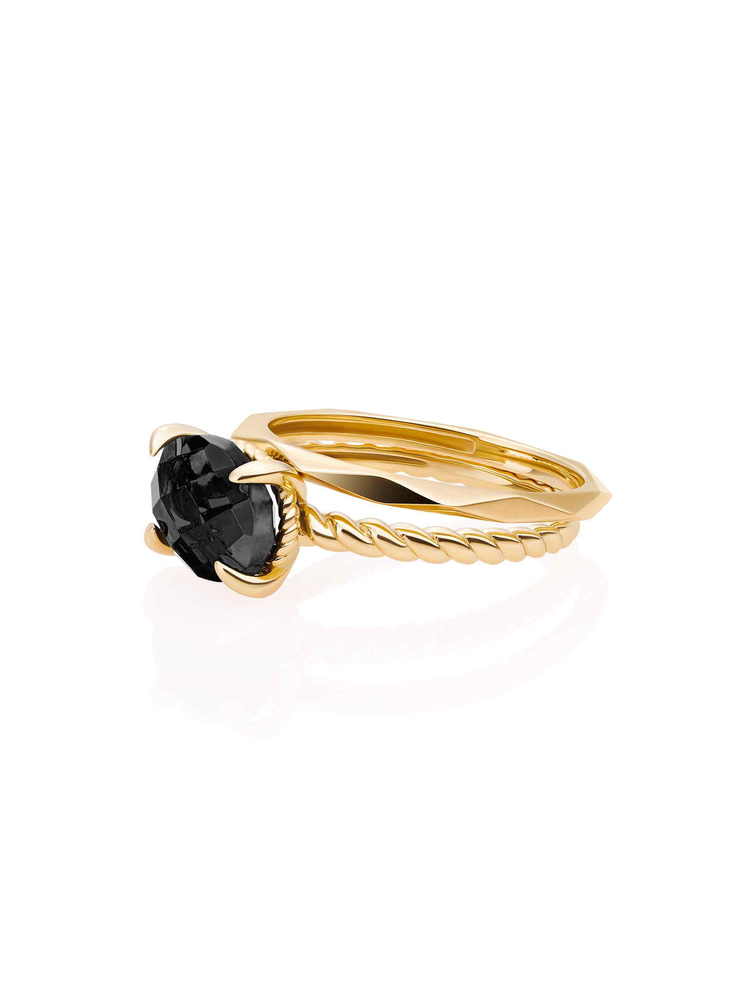 Onyx Twist Ringen Stack Goud