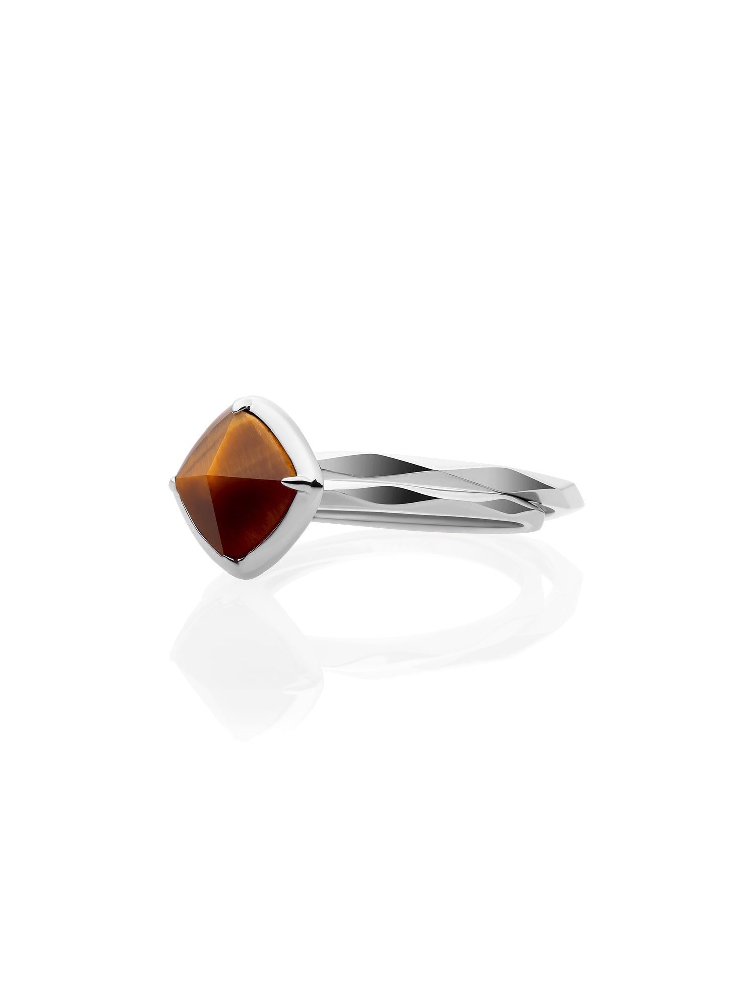 Tiger Eye Edge Ringen Stack Zilver