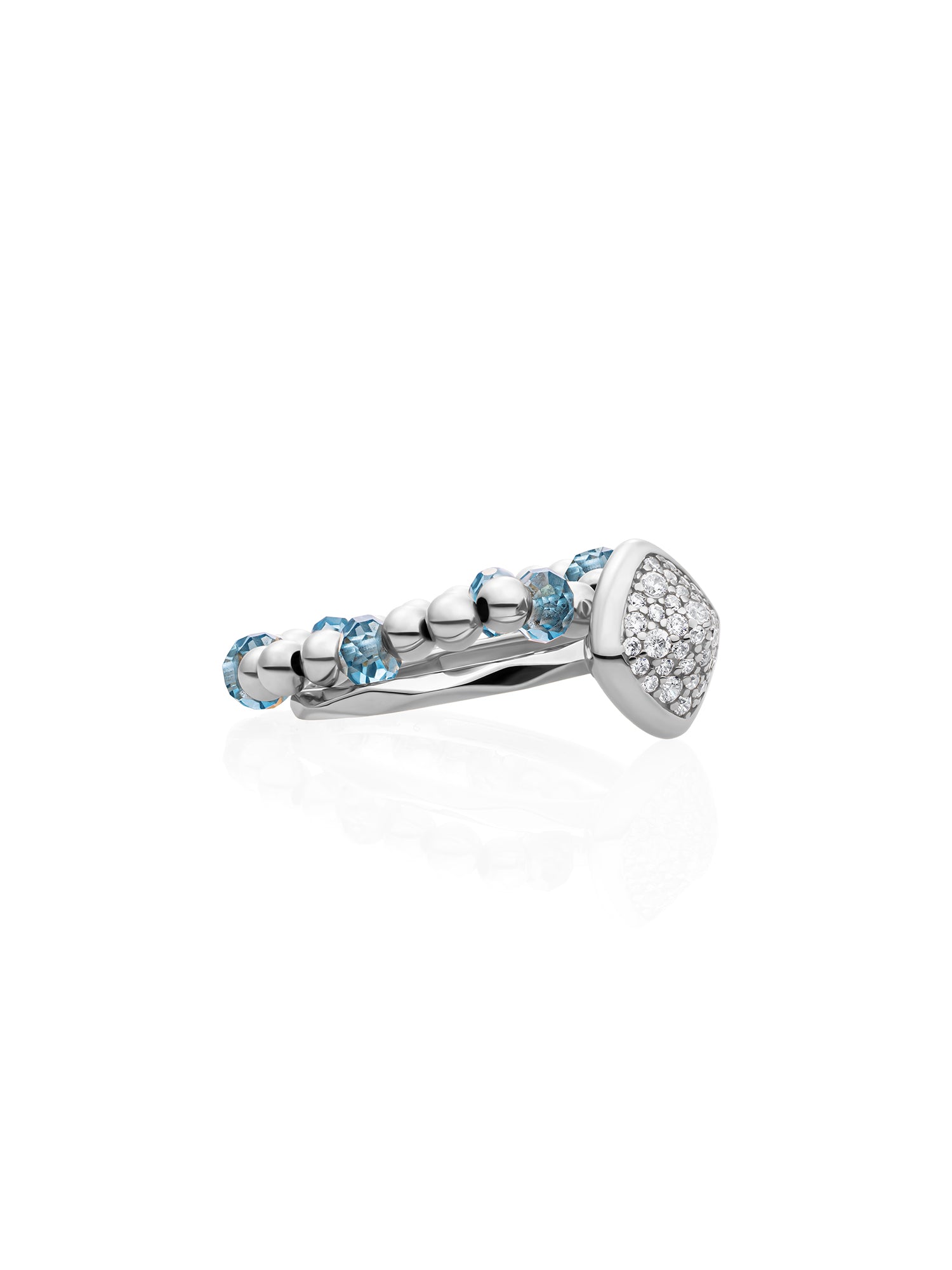 Ocean Topaz Roundel Edge Ringen Stack Zilver
