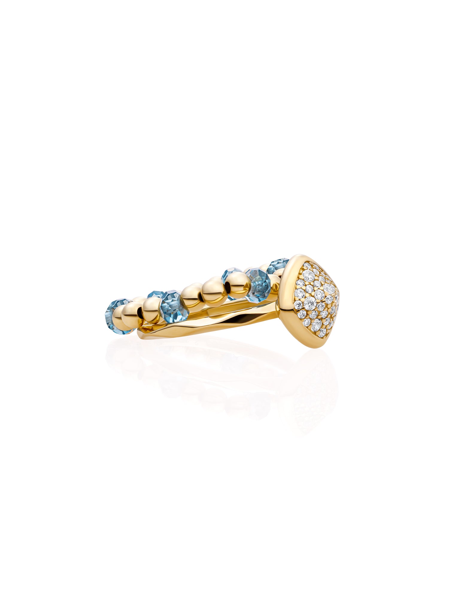Ocean Topaz Roundel Edge Ringen Stack Goud
