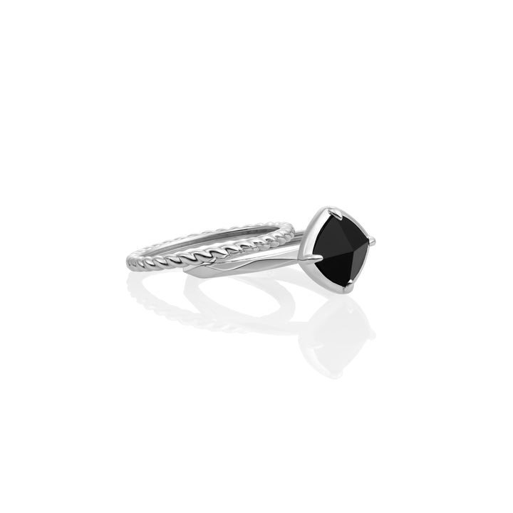 Onyx Edge Rings Stack | Silver