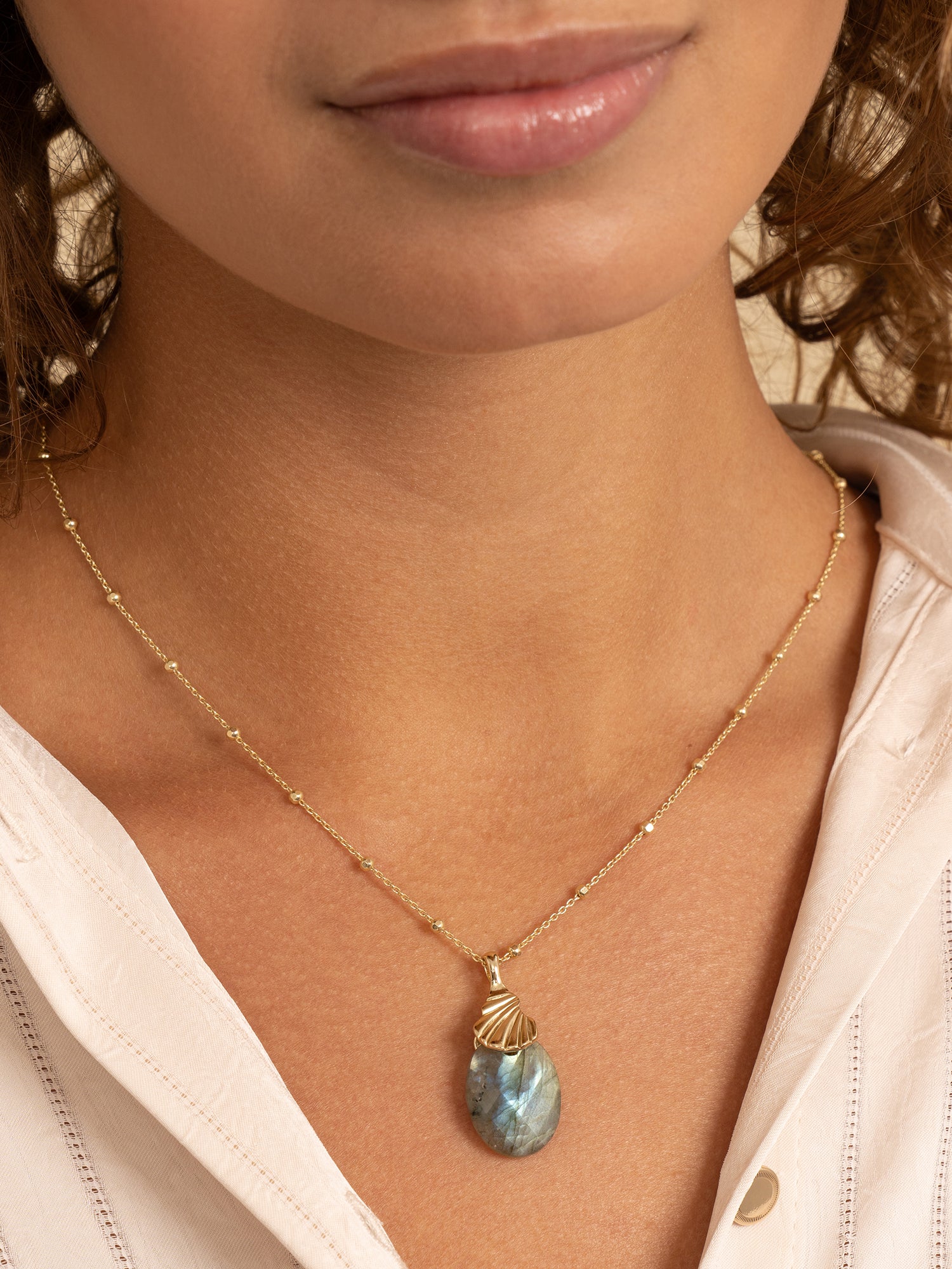 Labradorite Dune Ball Chain Ketting Set Goud - Sets