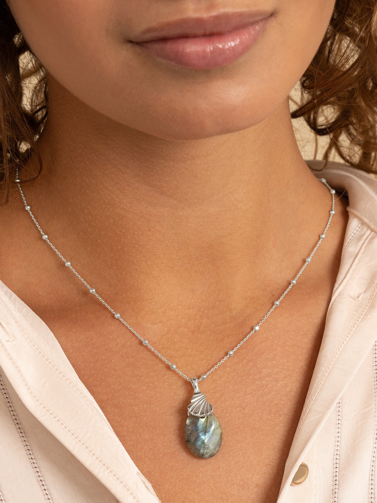 Labradorite Dune Ball Chain Ketting Set Zilver - Sets