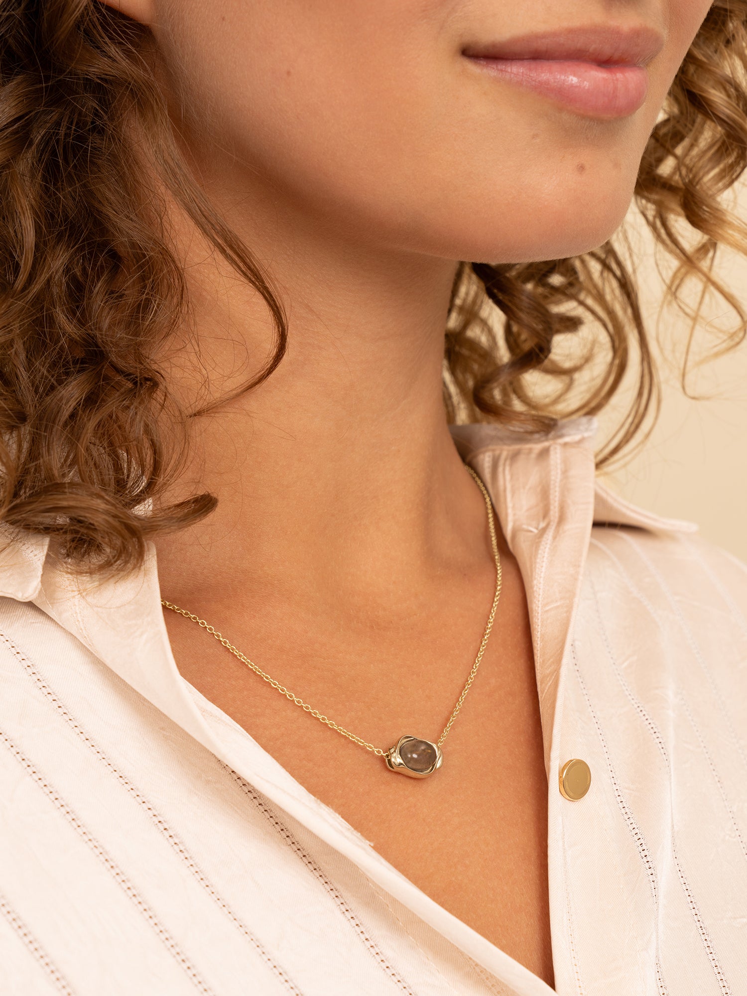 Smoky Quartz Flow Ketting Set Goud