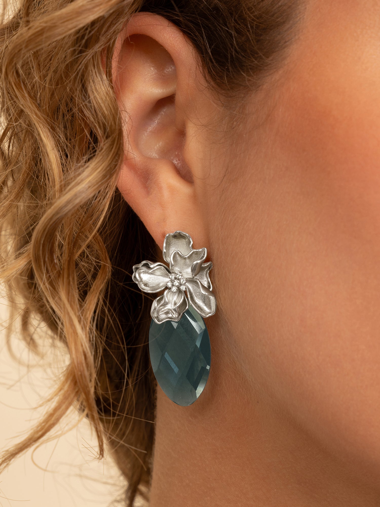 Turquoise Quartz Leaf Botanic CZ Push Back Oorbellen Set - Sets